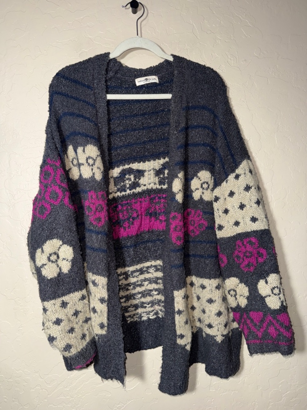 Natural Life Calla Jacquard Cardigan Sweater size l/xl